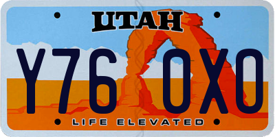 UT license plate Y760XO
