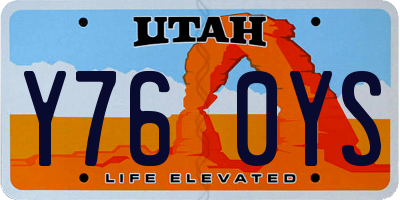 UT license plate Y760YS