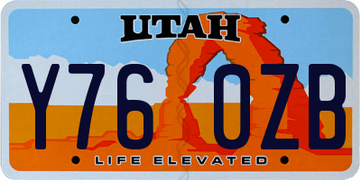UT license plate Y760ZB