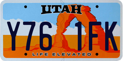 UT license plate Y761FK