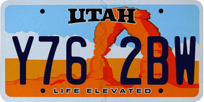 UT license plate Y762BW