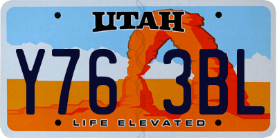 UT license plate Y763BL