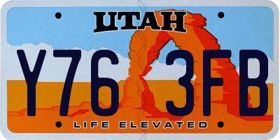 UT license plate Y763FB