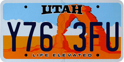 UT license plate Y763FU