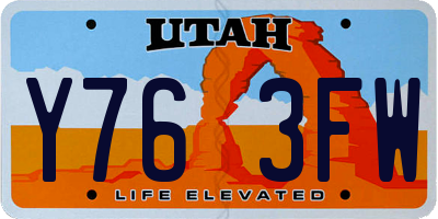 UT license plate Y763FW