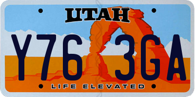 UT license plate Y763GA