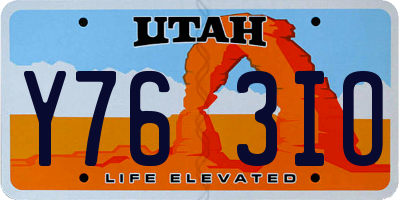 UT license plate Y763IO