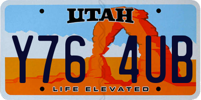 UT license plate Y764UB