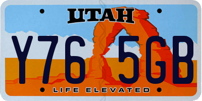 UT license plate Y765GB
