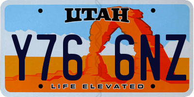UT license plate Y766NZ