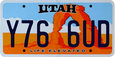 UT license plate Y766UD