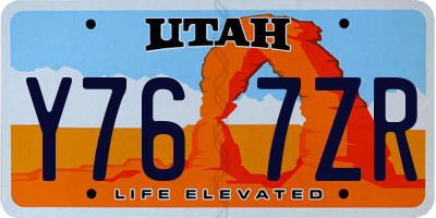 UT license plate Y767ZR