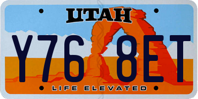 UT license plate Y768ET