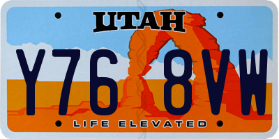 UT license plate Y768VW