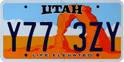 UT license plate Y773ZY