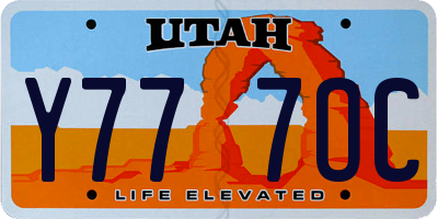 UT license plate Y777OC