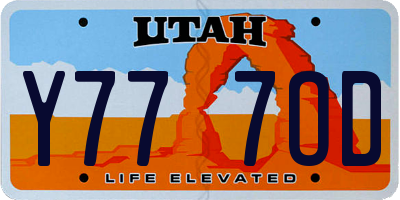 UT license plate Y777OD