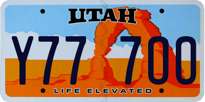 UT license plate Y777OO