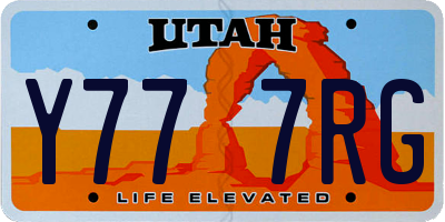 UT license plate Y777RG