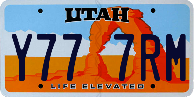 UT license plate Y777RM