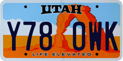 UT license plate Y780WK