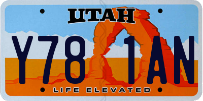 UT license plate Y781AN