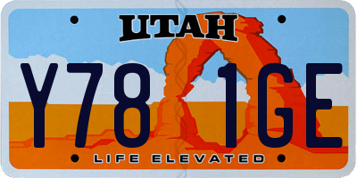 UT license plate Y781GE
