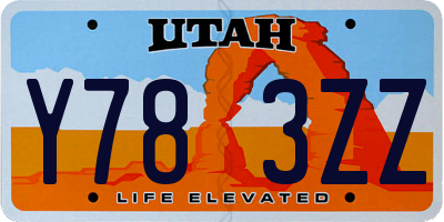 UT license plate Y783ZZ