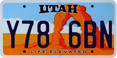 UT license plate Y786BN