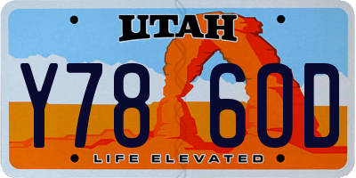 UT license plate Y786OD