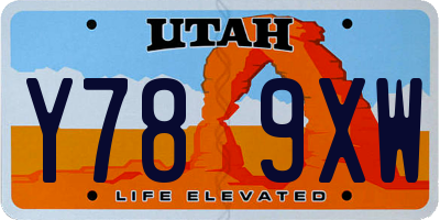 UT license plate Y789XW