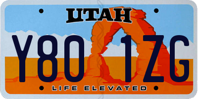 UT license plate Y801ZG