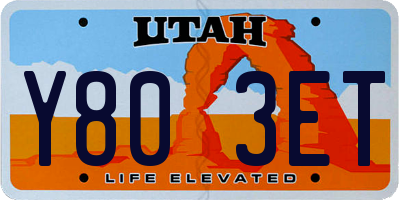 UT license plate Y803ET