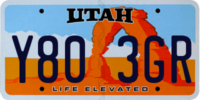 UT license plate Y803GR