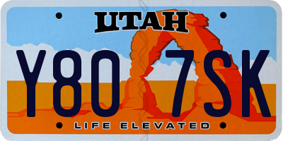 UT license plate Y807SK