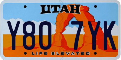 UT license plate Y807YK