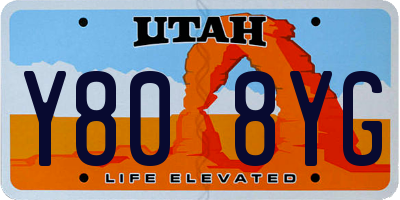 UT license plate Y808YG