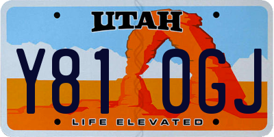UT license plate Y810GJ