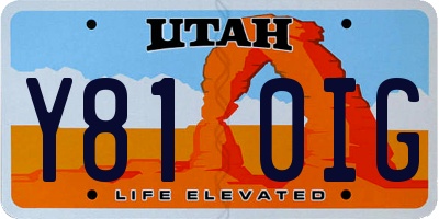 UT license plate Y810IG