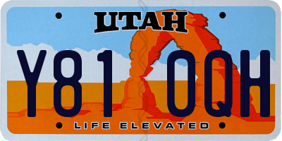 UT license plate Y810QH