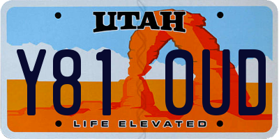 UT license plate Y810UD