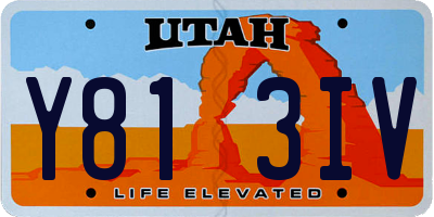 UT license plate Y813IV
