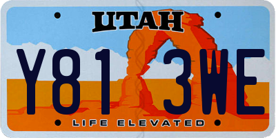 UT license plate Y813WE