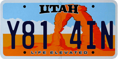 UT license plate Y814IN