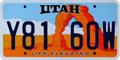 UT license plate Y816OW