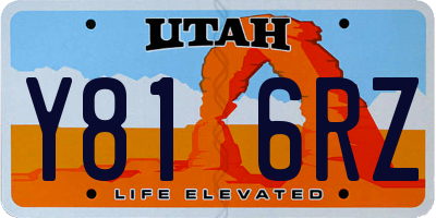 UT license plate Y816RZ