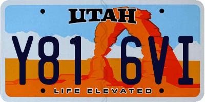 UT license plate Y816VI