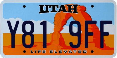 UT license plate Y819FF