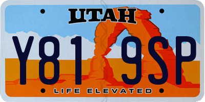 UT license plate Y819SP