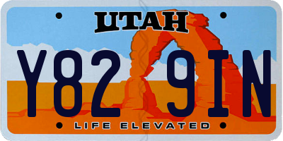 UT license plate Y829IN